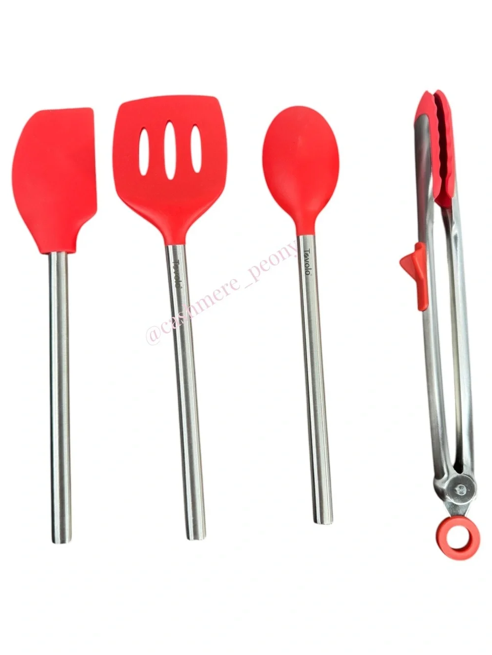 Tovolo Red Silicone Kitchen Utensil Set with Stainless Handles - 4 Piece